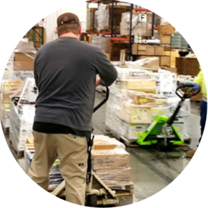 Man moving materials with a forklift